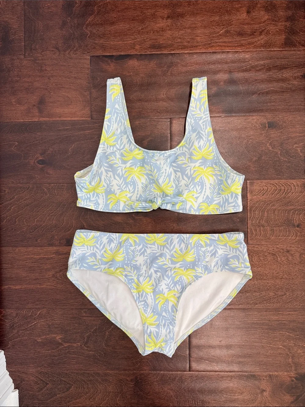 Old Navy Girls 3-piece Swimsuit Bathing Suit Bikini Set Tropical Palm Tree Print